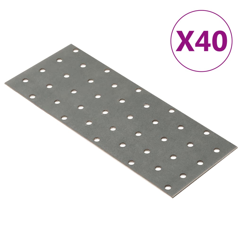 Vidaxl -plader perforerede 40 stk 2 mm 200x80 mm galvaniseret stål