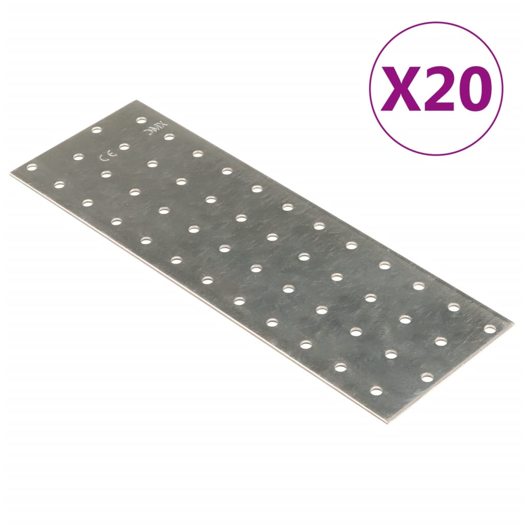 Placas Vidaxl perforadas 20 PCS 2 mm 240x80 mm de acero galvanizado