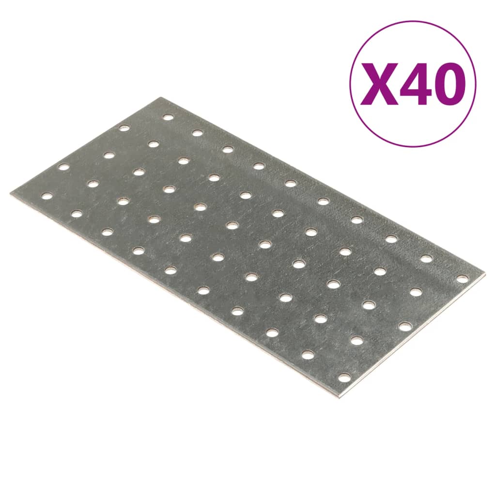 Vidaxl -plader perforerede 40 stk 2 mm 200x100 mm galvaniseret stål