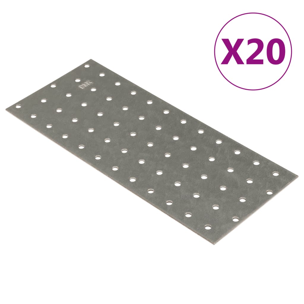 Vidaxl -plattor perforerade 20 st 2 mm 240x100 mm galvaniserat stål