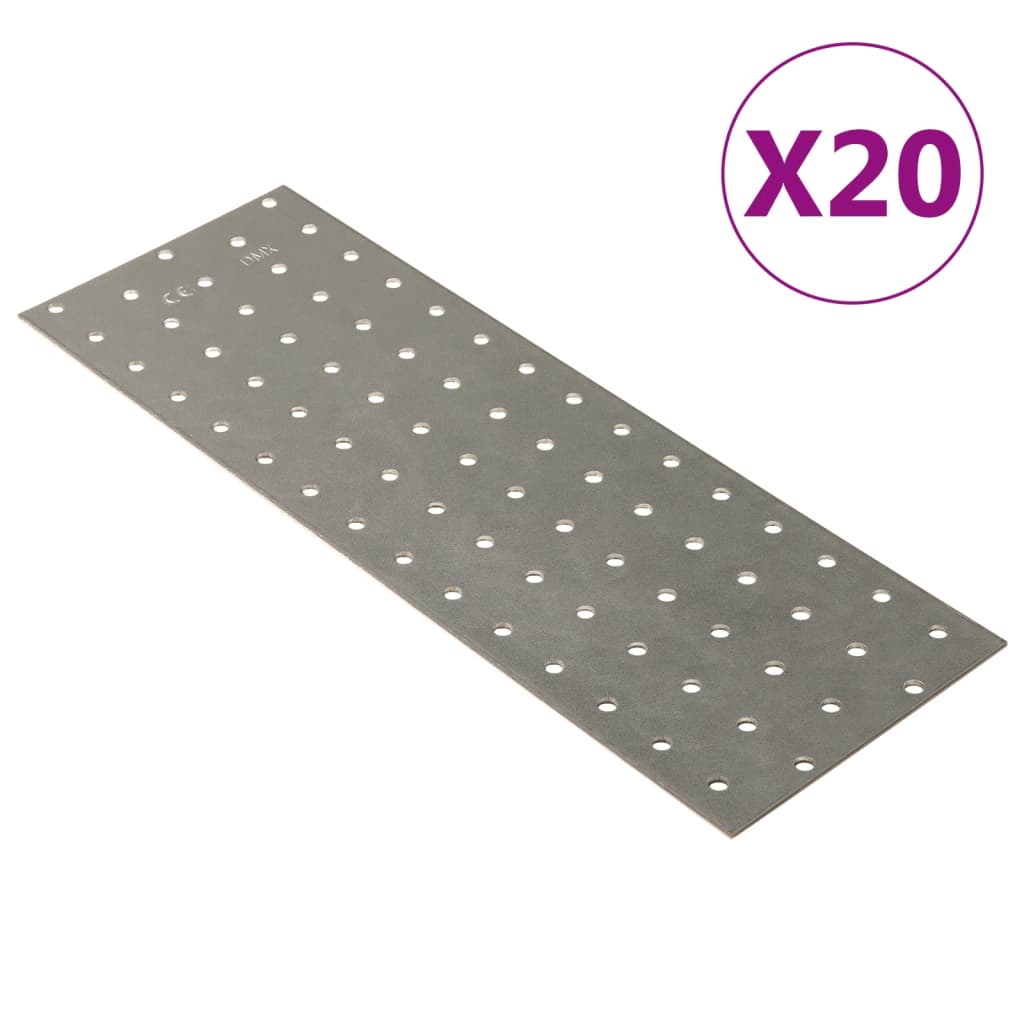 VIDAXL -Platten perforiert 20 Stcs 2 mm 300x100 mm verzinkter Stahl