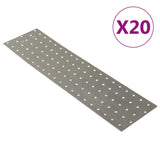 Vidaxl plošče perforirane 20 psov 2 mm 400x100 mm pocinkano jeklo