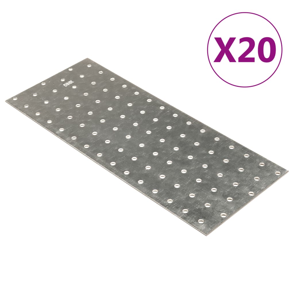 Vidaxl -plader perforeret 20 stk 2 mm 300x120 mm galvaniseret stål