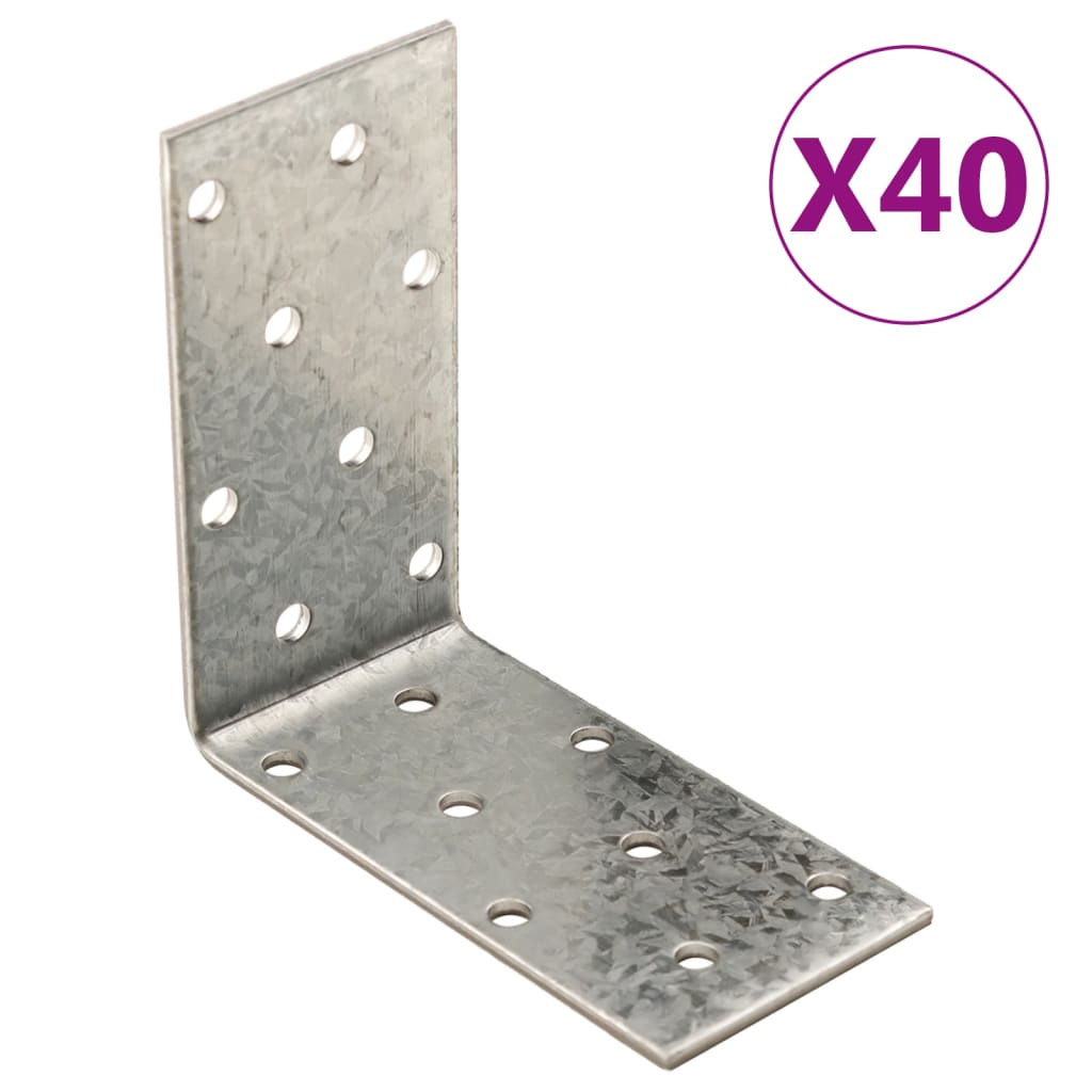 Vidaxl oklepaji za motike 40 kosov 2 mm 80x40x80 mm pocinkano jeklo