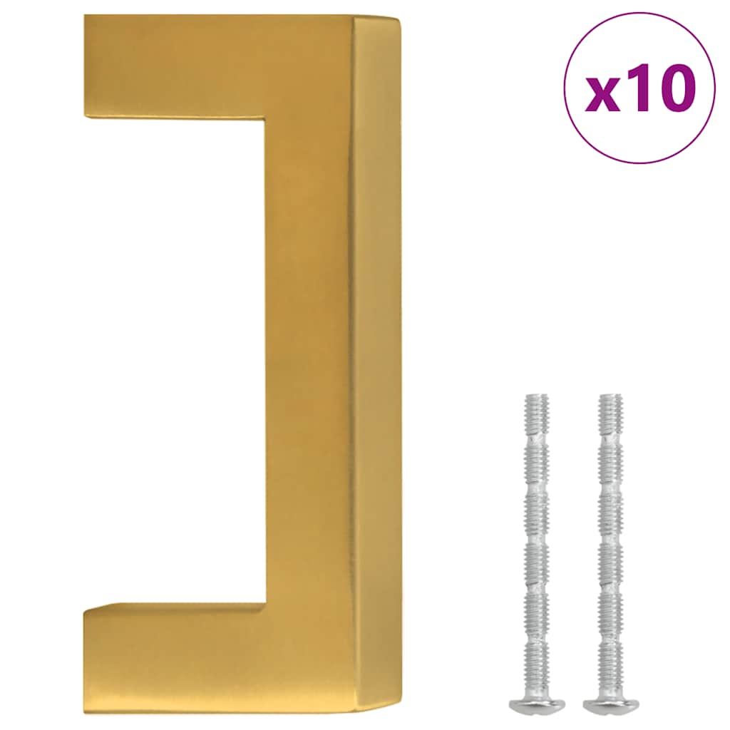 VidaXL Griffe 10 Stück 64 mm Edelstahl goldfarben