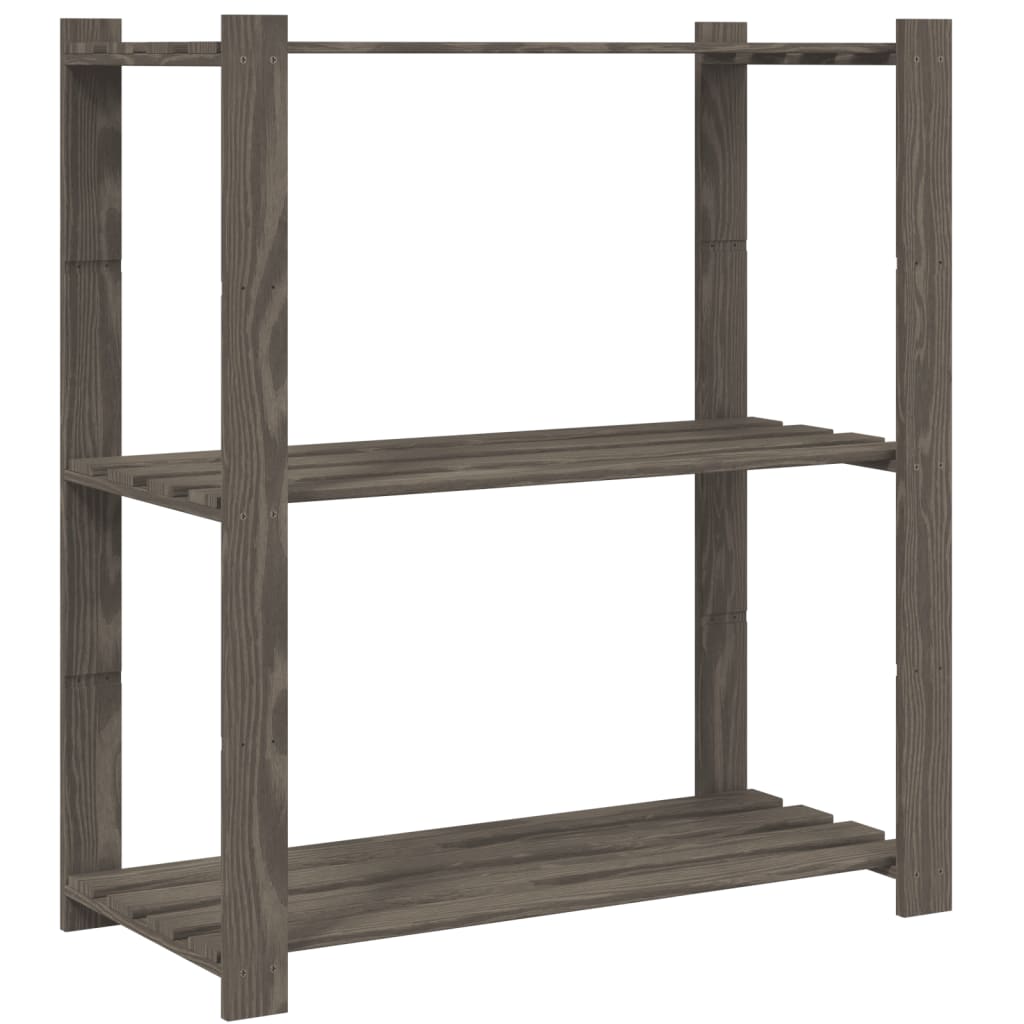 Vidaxx Lagerregal 3-lagig 80x38x90 cm massives Kiefernholz grau