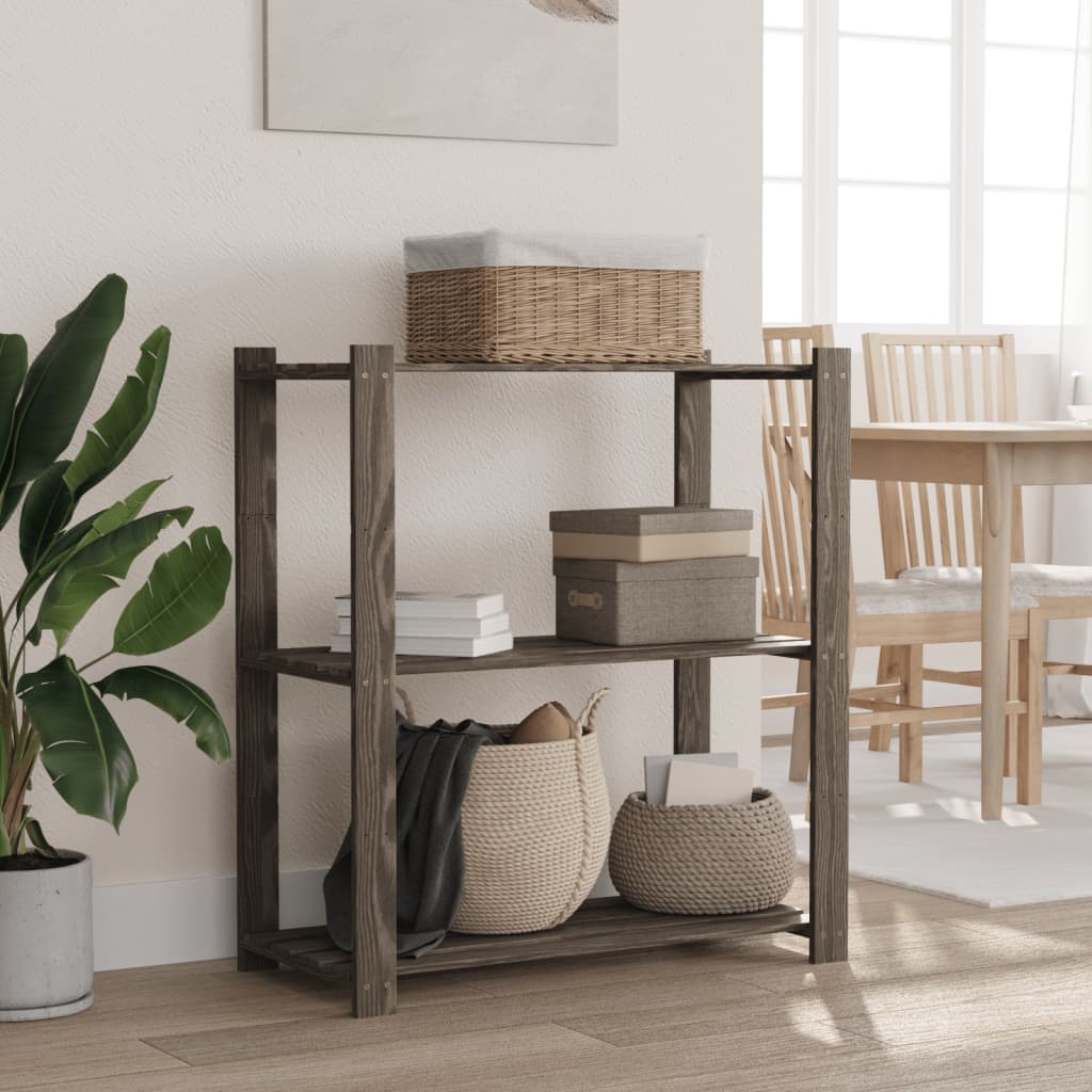 Vidaxx Lagerregal 3-lagig 80x38x90 cm massives Kiefernholz grau