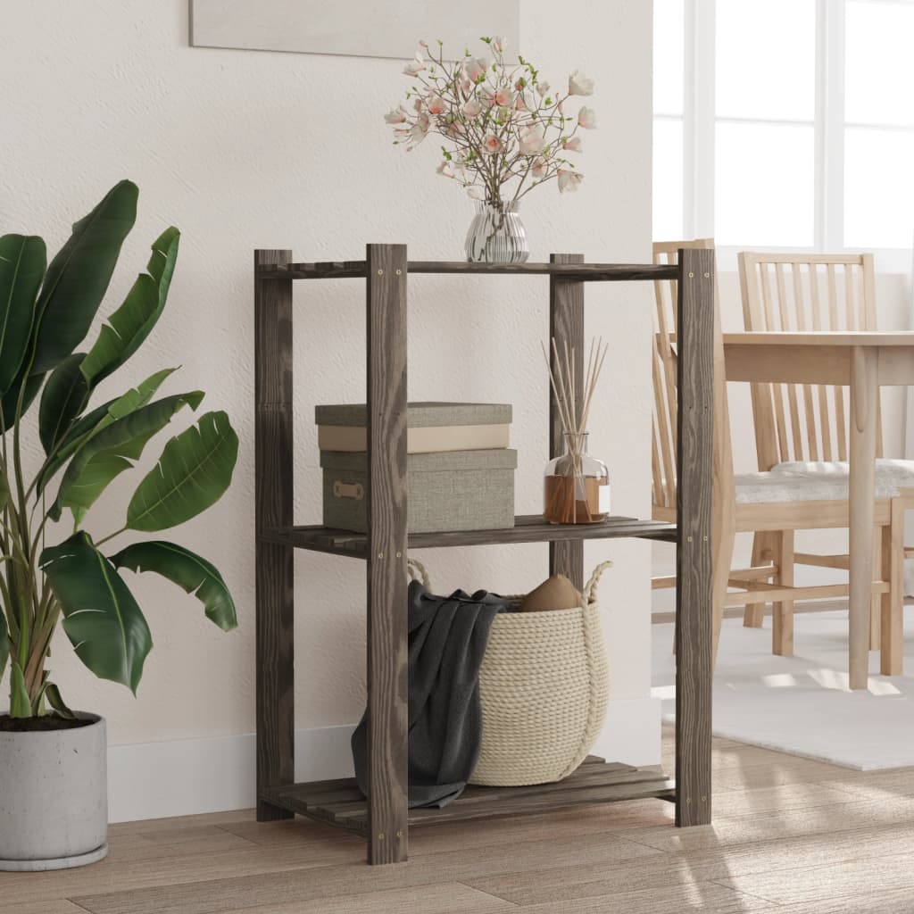 Vidaxx Lagerregal 3-lagig 60x38x90 cm massives Kiefernholz grau