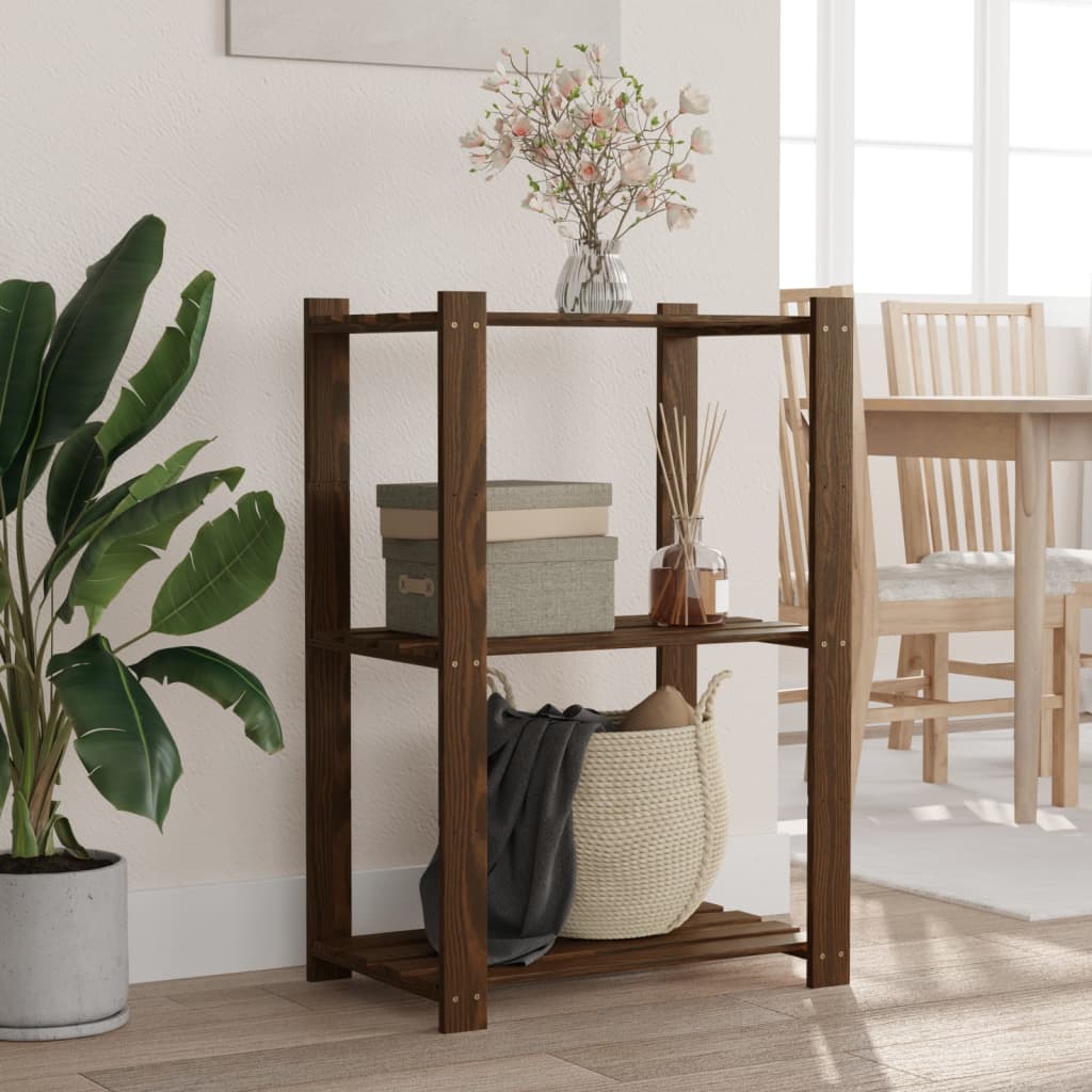 Vidaxx Lagerregal 3-lagig 60x38x90 cm massives Kiefernholz braun
