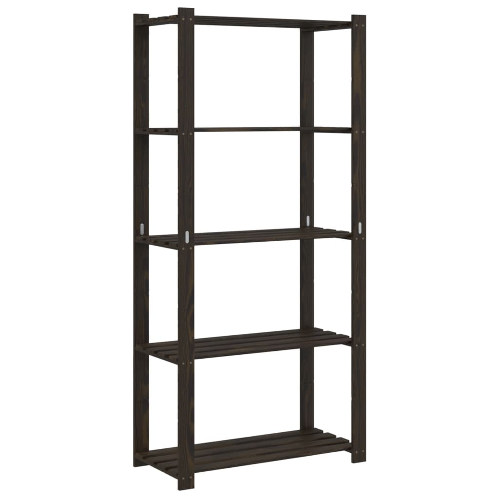 Vidaxl Storage Rack 5-lag 80x38x170 cm solid furu tre svart