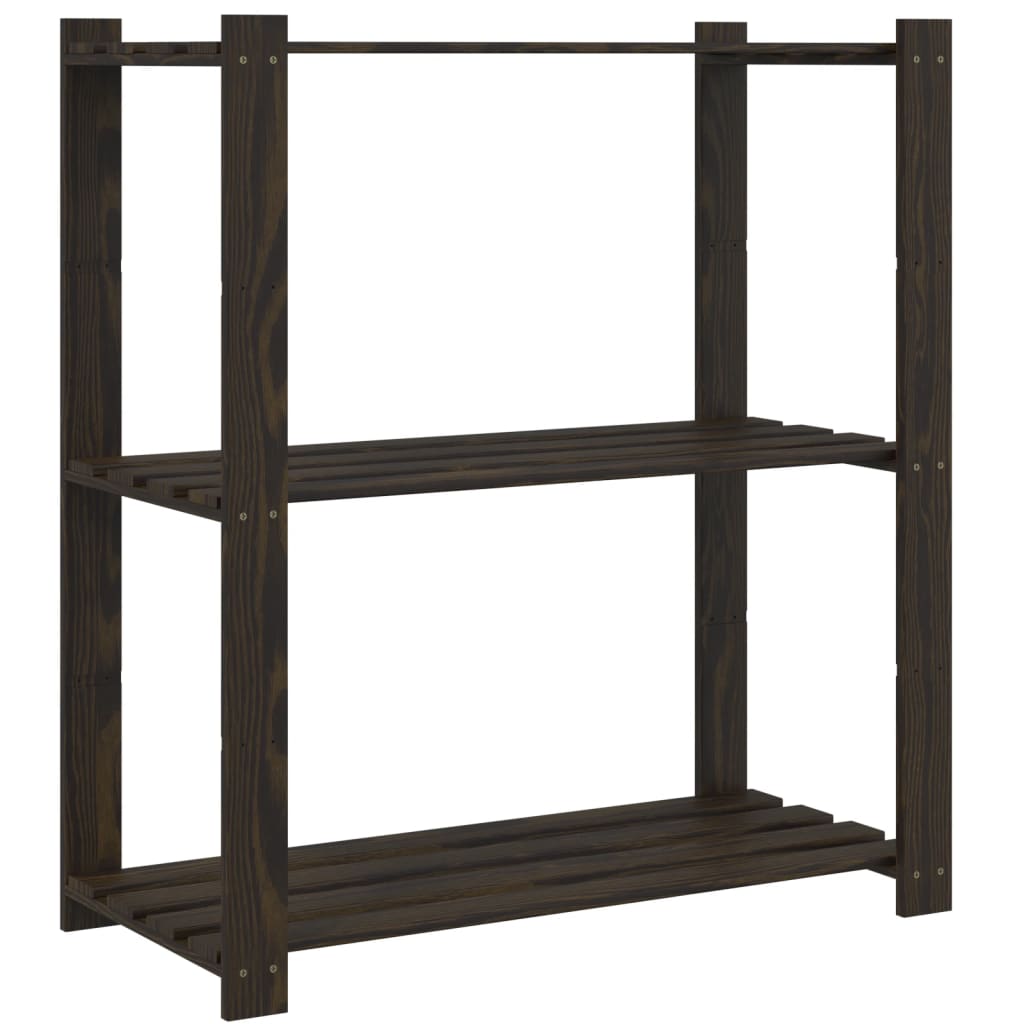 Vidaxl storage rack 3-layer 80x38x90 cm solid pine wood black