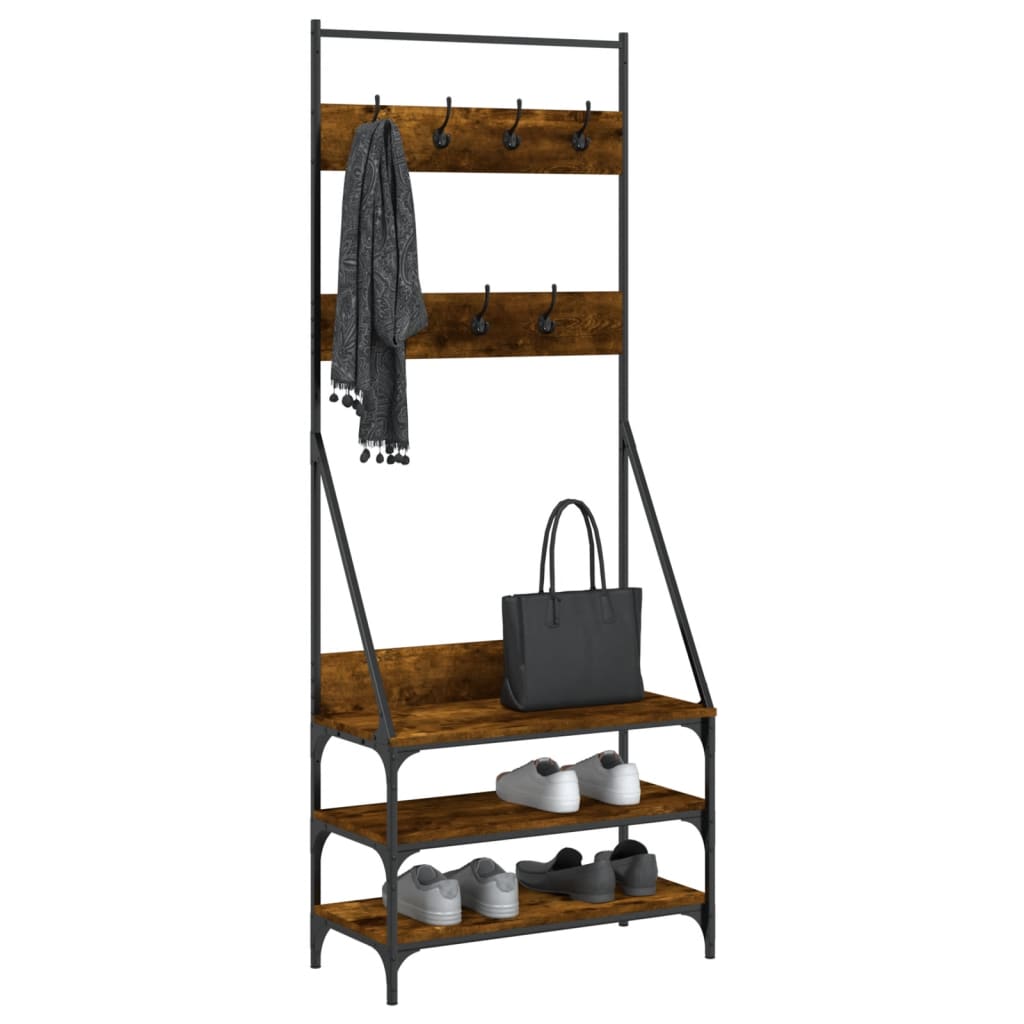 Bidaxl klädstativ med sko rack 72x34x184 cm rökt ekfärgad