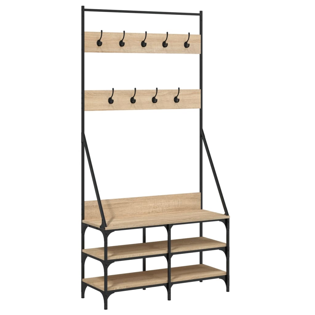 Vidaxl klær rack med skobrekk 90x34x184 cm sonoma eik farget