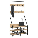 Vidaxl klær rack med skobrekk 90x34x184 cm sonoma eik farget