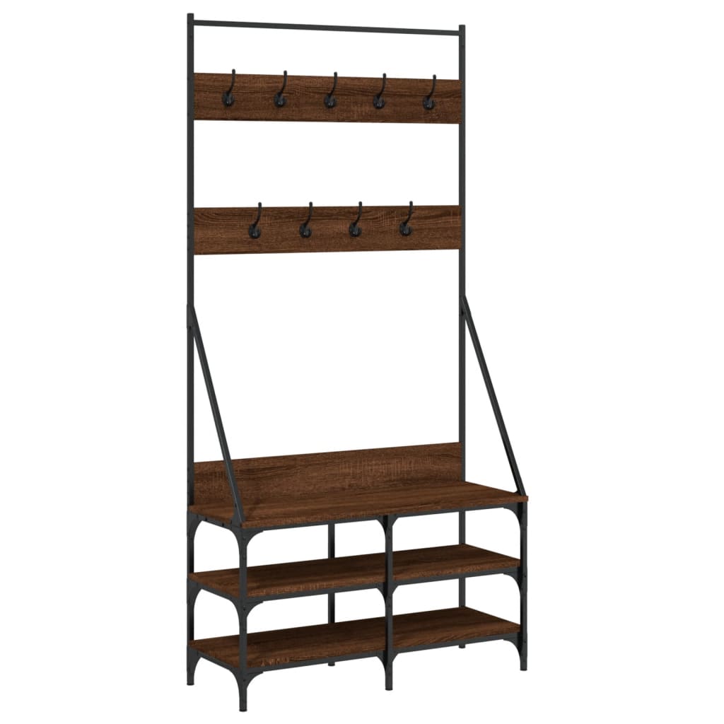 Rack à vêtements Vidaxl avec porte-chaussures 90x34x184 cm Couleur de chêne marron