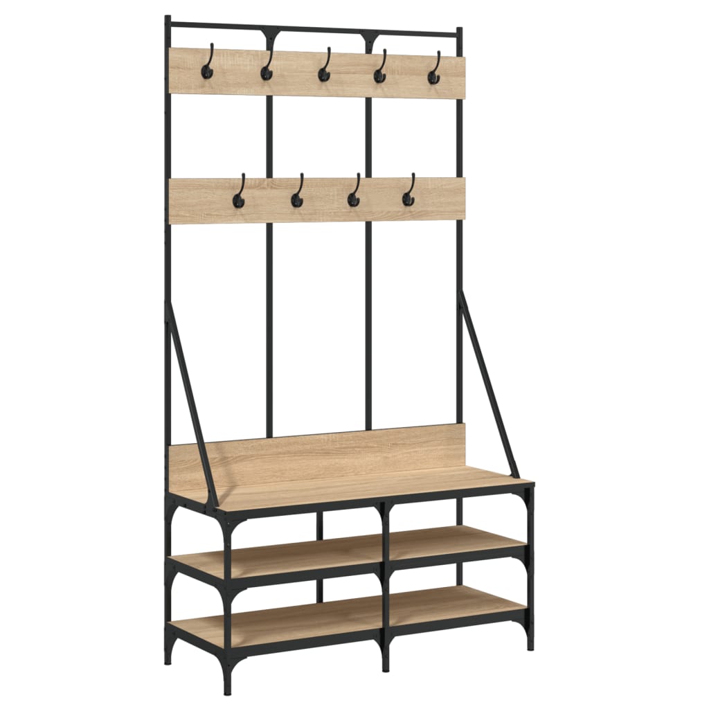 Vidaxl klädhylla med sko rack 100x40x184 cm sonoma ek färgad