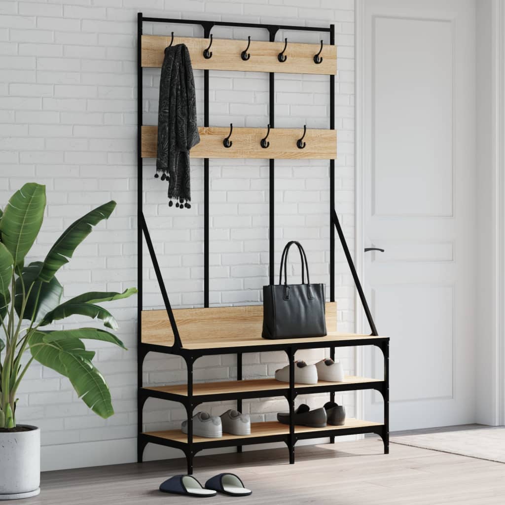 Vidaxl tøjstativ med sko rack 100x40x184 cm sonoma eg farvet