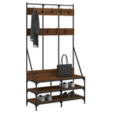 Vidaxl klær rack med sko rack 100x40x184 cm brun eikfarge