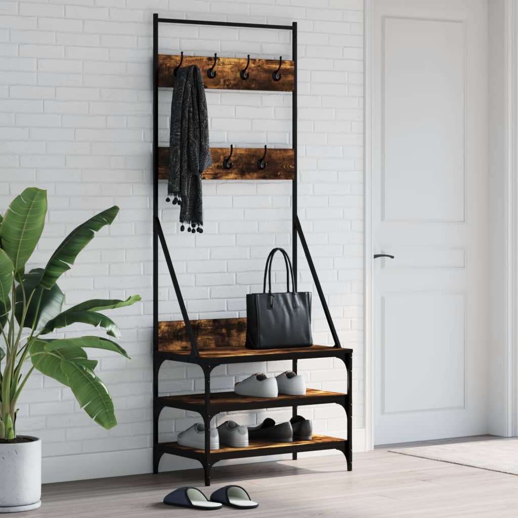 VidaXL Kleiderständer mit Schuhablage 70x40x184 cm Räuchereiche
