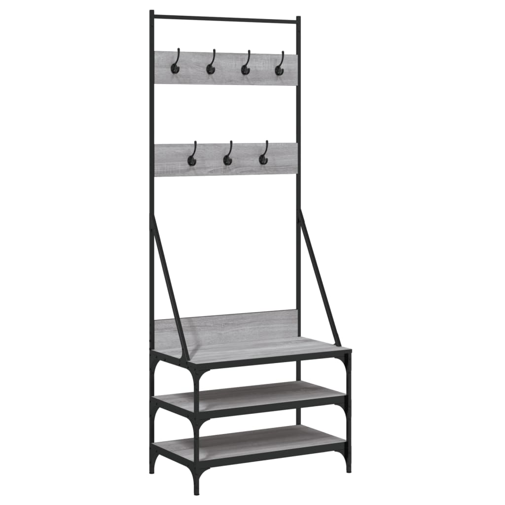 Rack de vêtements Vidaxl avec porte-chaussures 70x40x184 cm gris sonoma chêne couleur