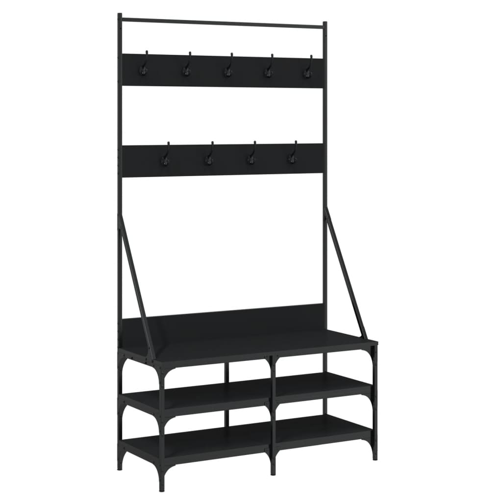 Vidaxl Relling Rack con un estante de zapato 100x40x184 cm negro