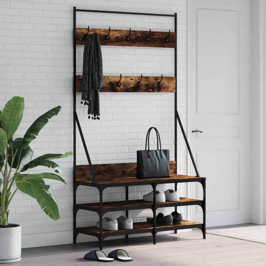 Vidaxl klädhylla med sko rack 100x40x184 cm rökt ekfärgad