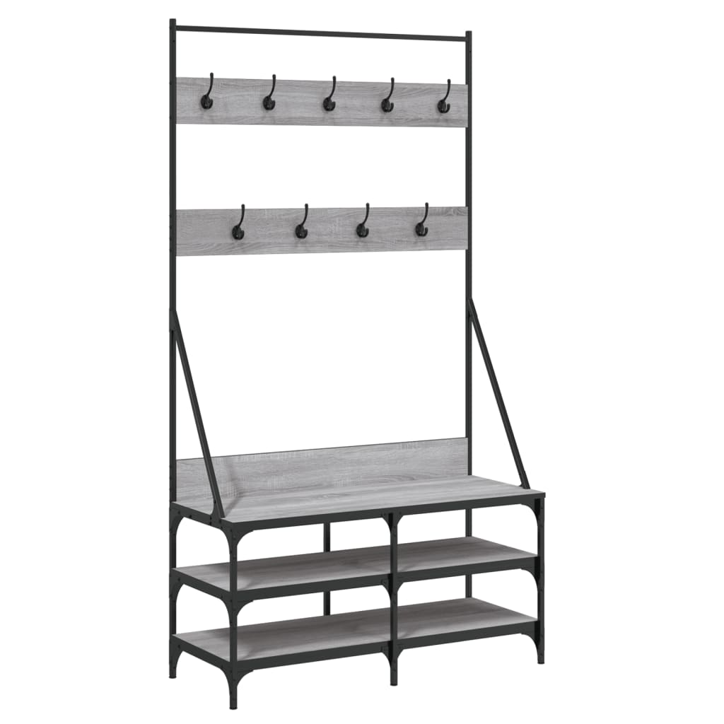 Vidaxl Relling Rack con zapatero 100x40x184cm Color de roble de Sonoma gris