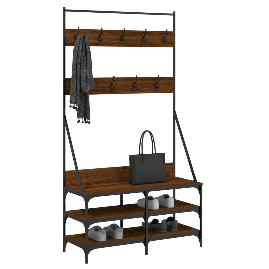 Rack à vêtements Vidaxl avec porte-chaussures 100x40x184 cm Couleur de chêne brun