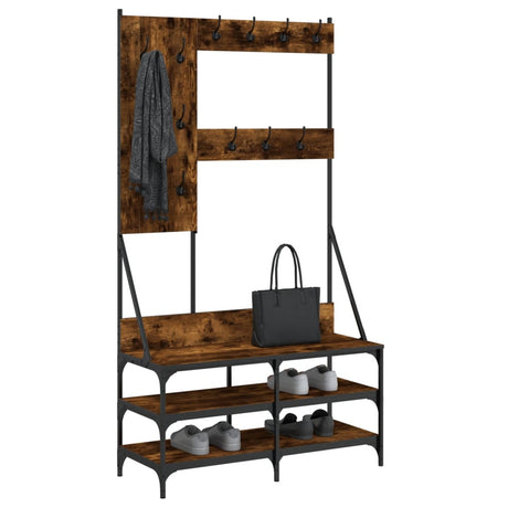 VidaXL Kleiderständer mit Schuhablage 100x40x184 cm Räuchereiche