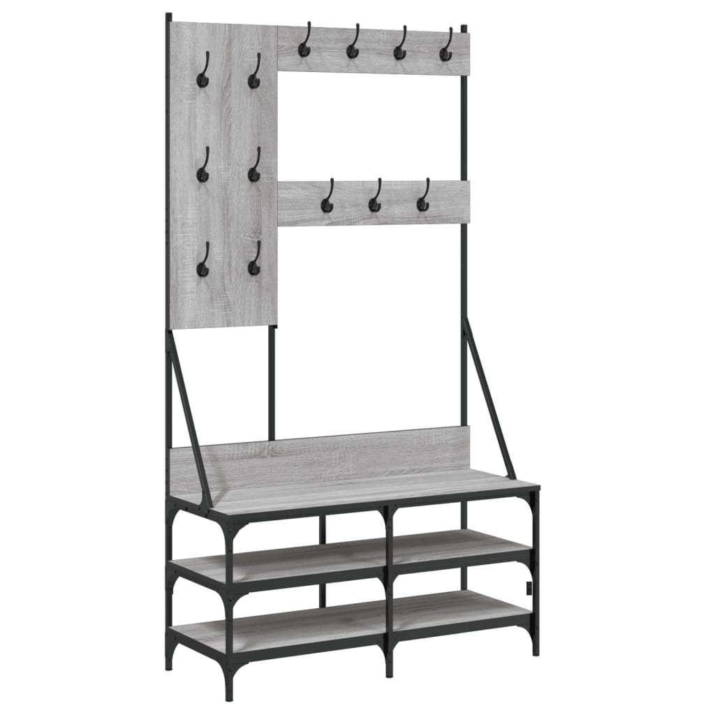 Vidaxl Relling Rack con zapatero 100x40x184cm Color de roble de Sonoma gris