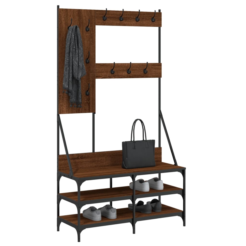 Vidaxl clothes rack with shoe rack 100x40x184 cm brown oak color