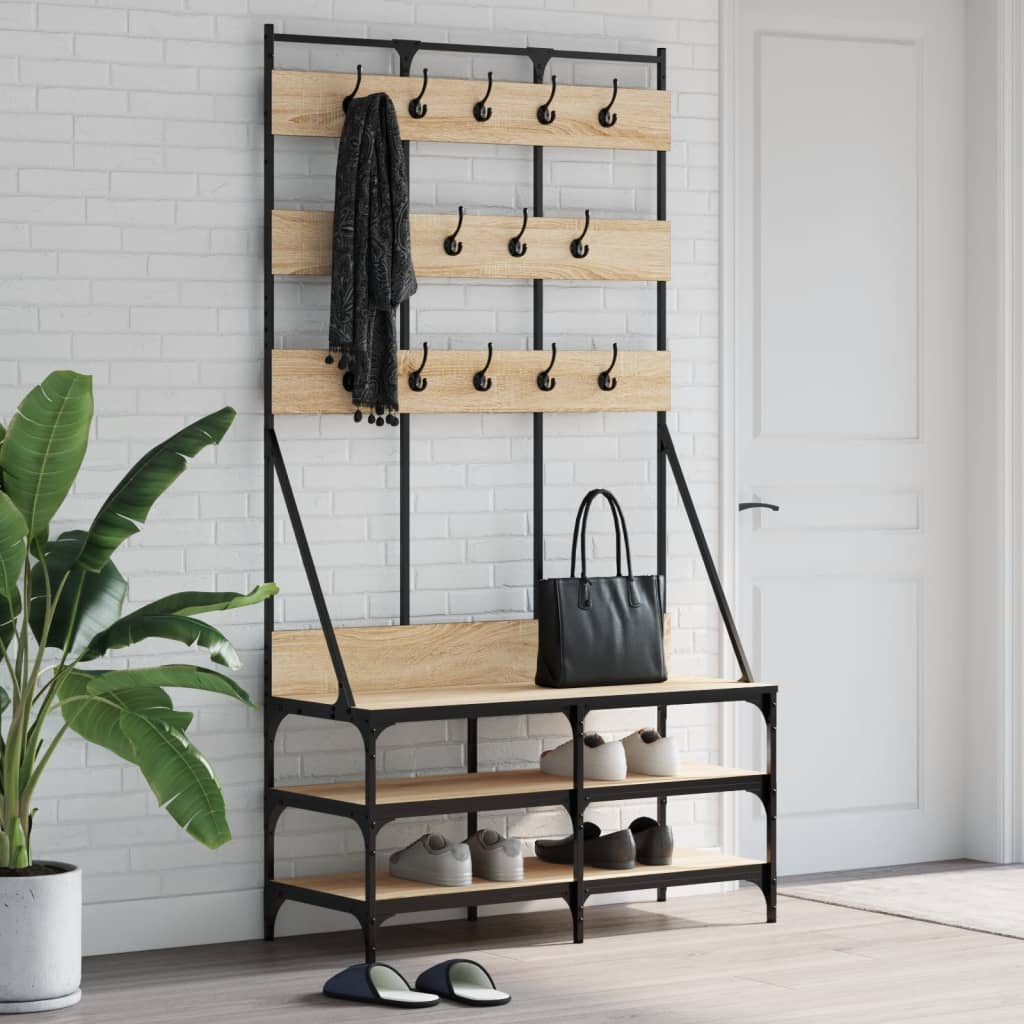 Vidaxl tøjstativ med sko rack 100x40x184 cm sonoma eg farvet