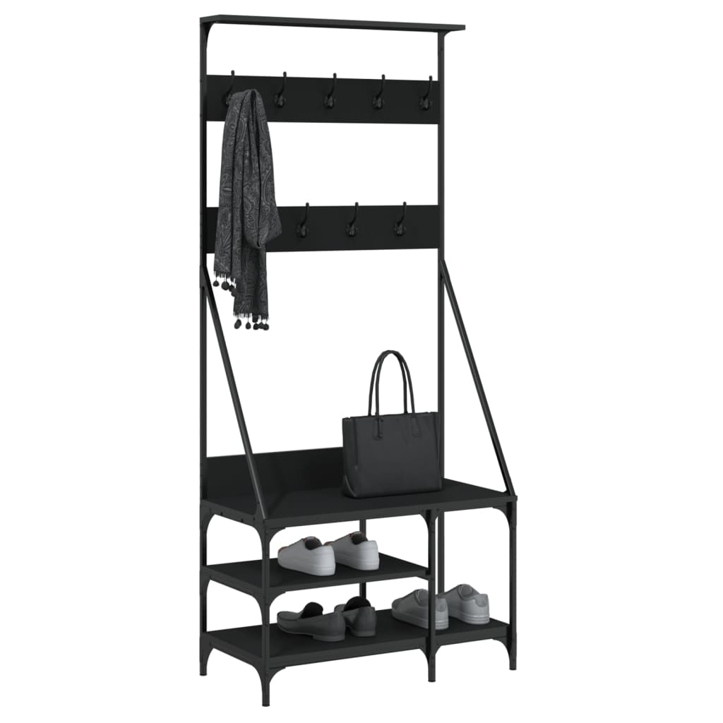 Rack de vêtements Vidaxl avec porte-chaussures 80x40x184 cm noir