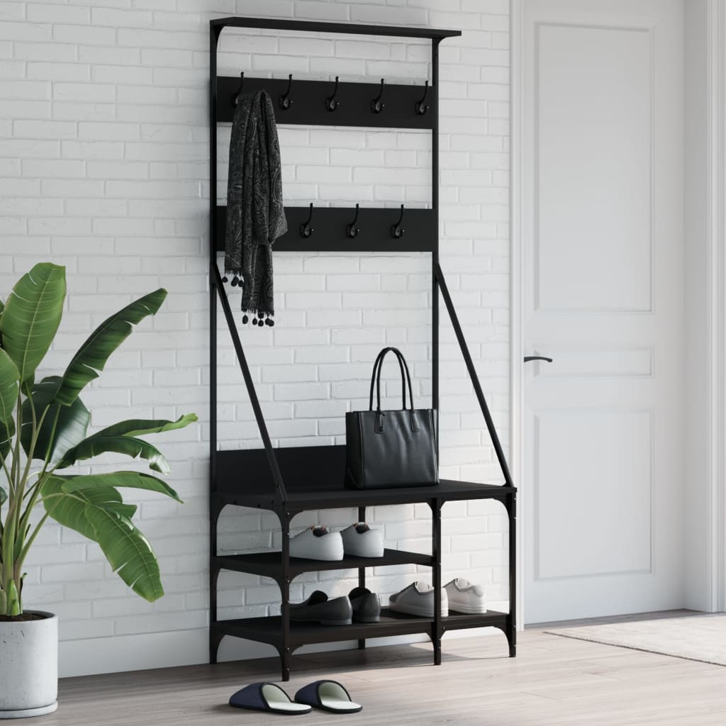 Rack de vêtements Vidaxl avec porte-chaussures 80x40x184 cm noir