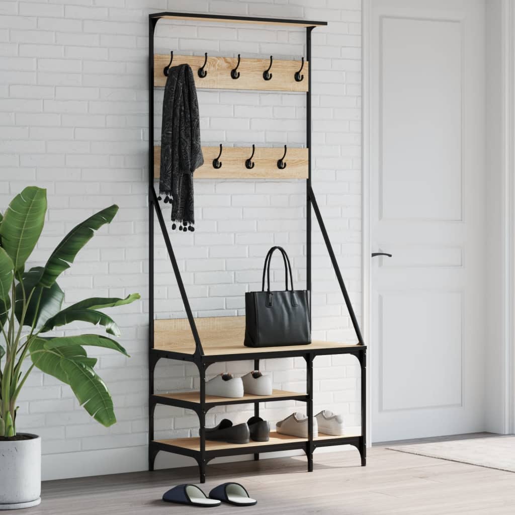 VidaXL Kleiderständer mit Schuhablage 80x40x184 cm Sonoma-Eiche-farbig