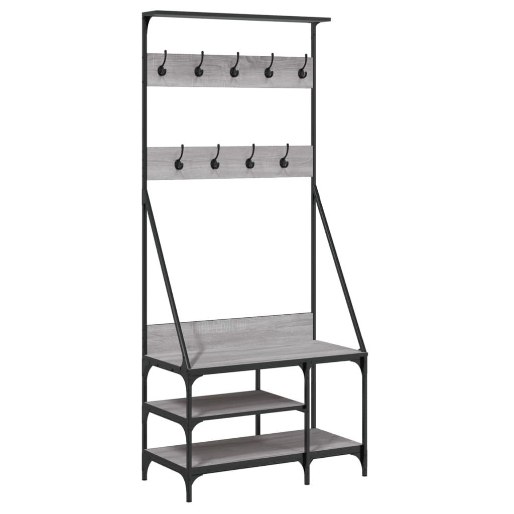 Rack de vêtements Vidaxl avec porte-chaussures 80x40x184 cm gris sonoma chêne couleur