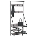 VidaXL Kleiderständer mit Schuhregal 80x40x184 cm, Farbe Sonoma-Eiche grau