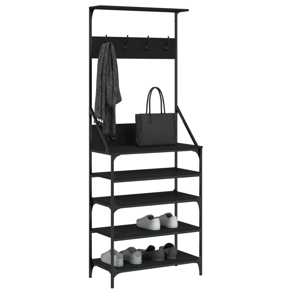 Porta di abbigliamento Vidaxl con portapate 70x34x184 cm nero