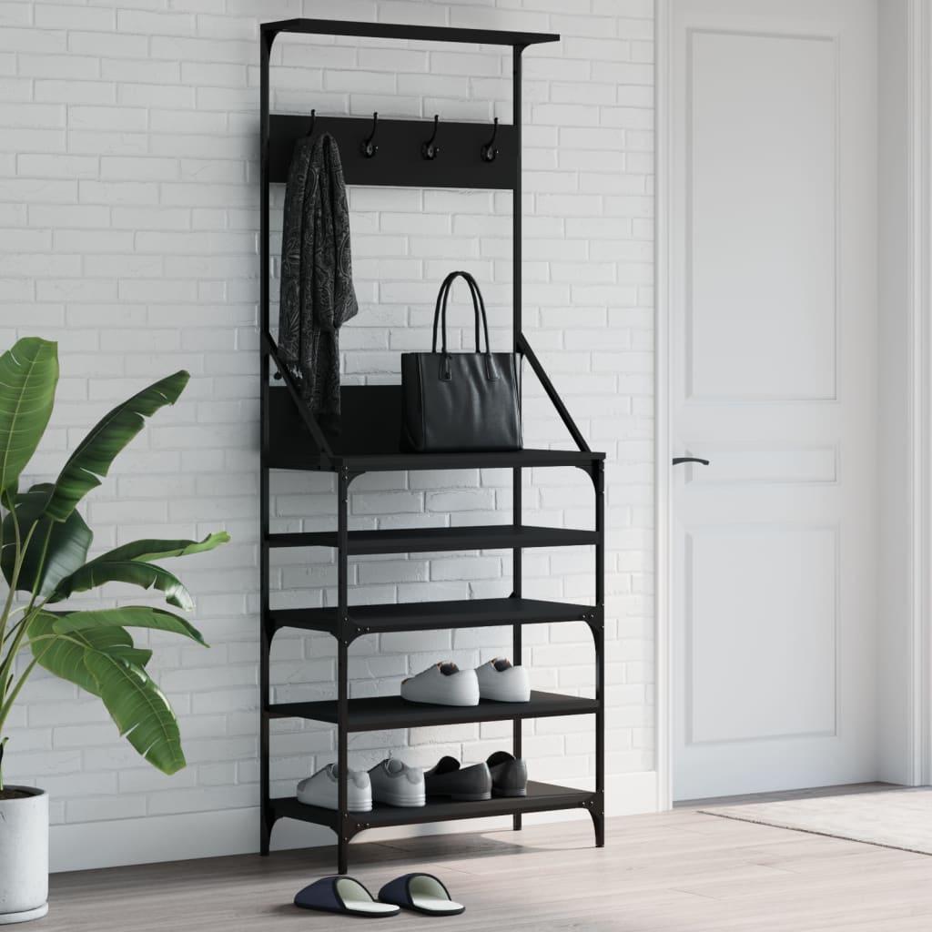 VidaXL Kleiderständer mit Schuhablage 70x34x184 cm schwarz
