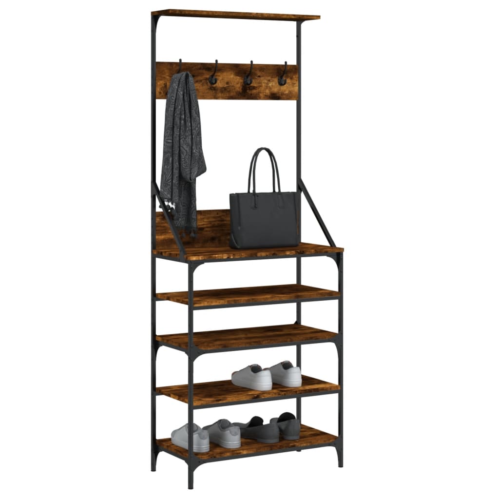 Rack de vêtements Vidaxl avec porte-chaussures 70x34x184 cm de chêne fumé coloré