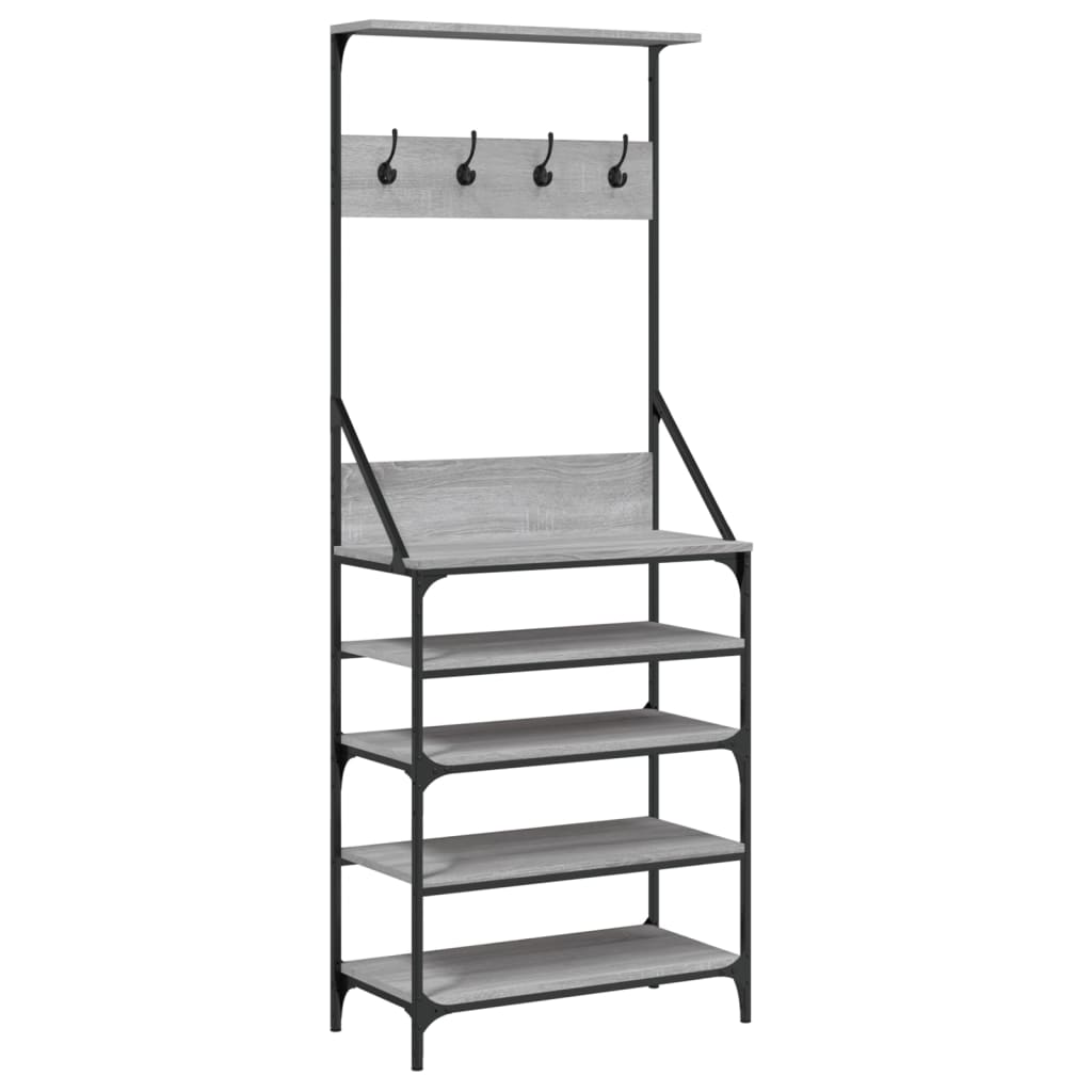 Vidaxl Relling Rack con zapatero 70x34x184 cm Color de roble gris sonoma