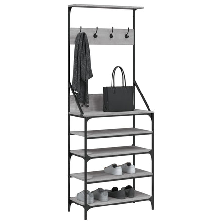 VidaXL Kleiderständer mit Schuhregal 70x34x184 cm, Farbe Sonoma-Eiche grau