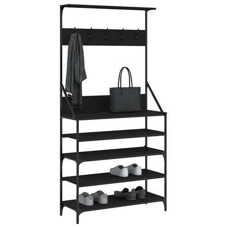 VidaXL Kleiderständer mit Schuhablage 90x34x184 cm schwarz