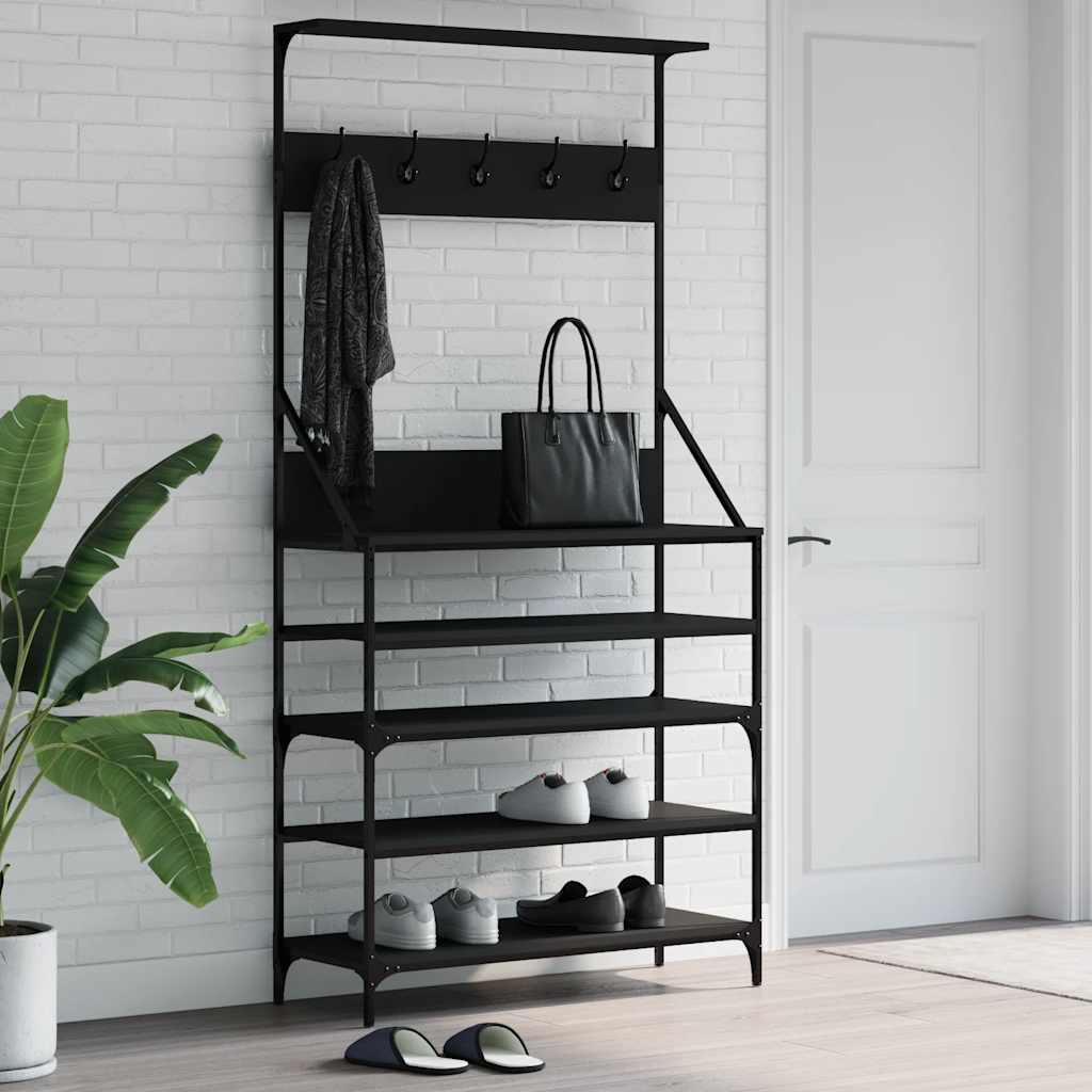 VidaXL Kleiderständer mit Schuhablage 90x34x184 cm schwarz