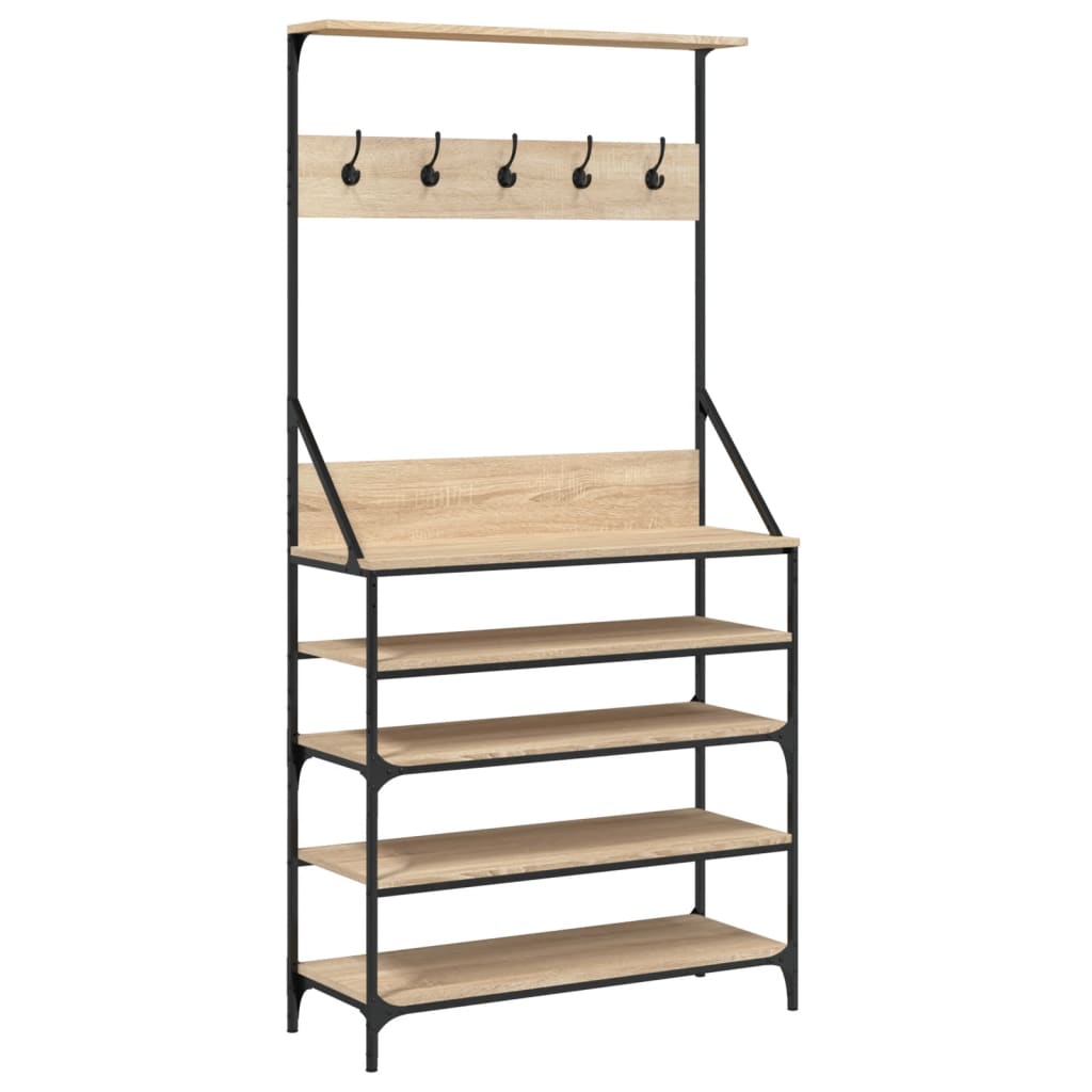 VidaXL Kleiderständer mit Schuhablage 90x34x184 cm Sonoma-Eiche-farbig