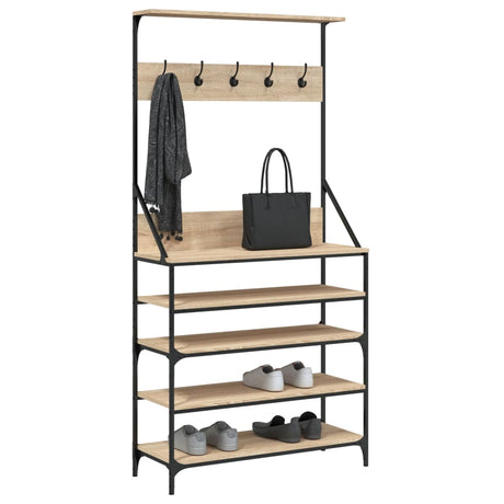 VidaXL Kleiderständer mit Schuhablage 90x34x184 cm Sonoma-Eiche-farbig
