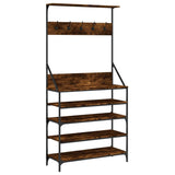 Vidaxl Clothing rack with shoe rack 90x34x184 cm smoked oak colored