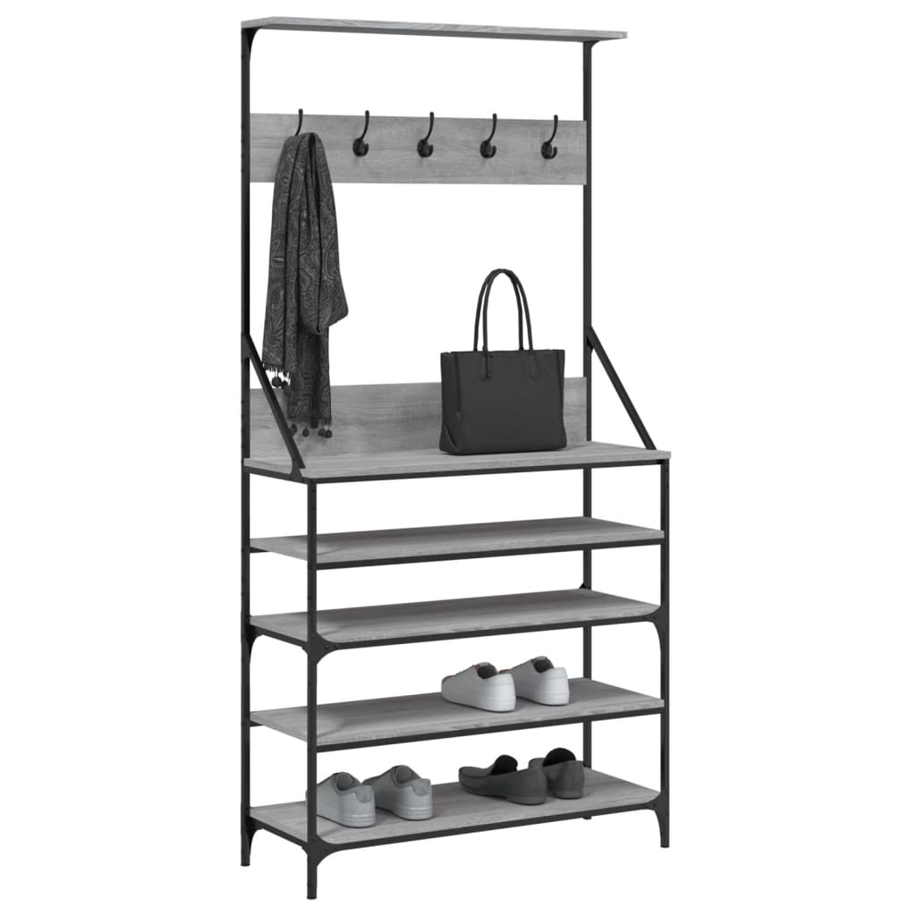 Rack de vêtements Vidaxl avec porte-chaussures 90x34x184 cm gris sonoma chêne couleur