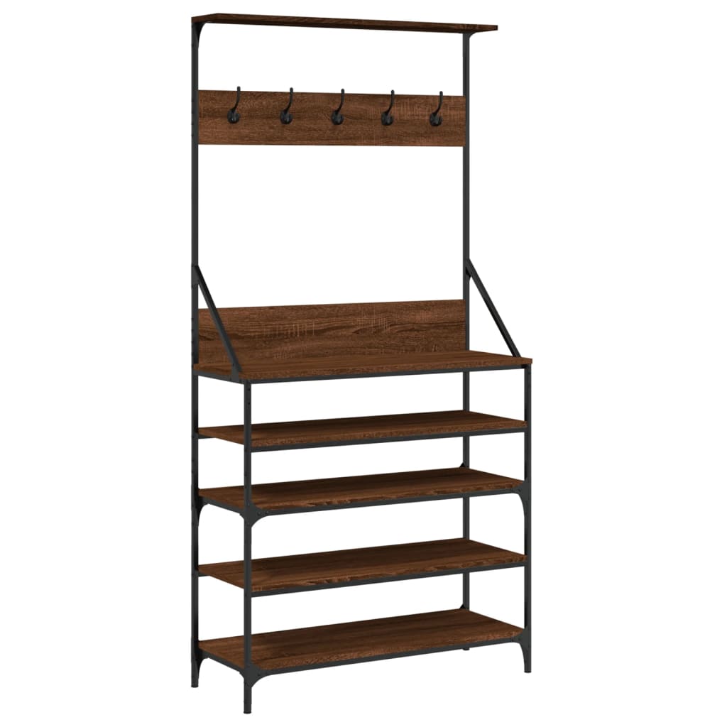 Vidaxl clothes rack with shoe rack 90x34x184 cm brown oak color