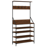 Vidaxl clothes rack with shoe rack 90x34x184 cm brown oak color